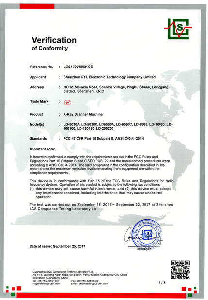 CHINA Shenzhen Chuangyilong Electronic Technology Co., Ltd. Certificaciones